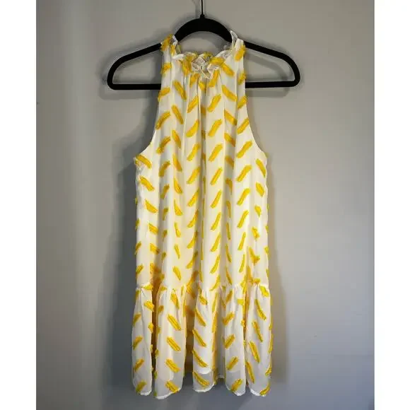 Ali & Jay Agua Caliente Dress in Sunshine in Yellow with Ruffled Neck Line sz. S - Picture 3 of 7
